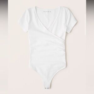 Abercrombie White Short-Sleeve Wrap Bodysuit Size M